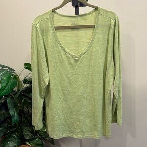 WoolX Celery Green Layla Merino Wool Blend V-neck Top